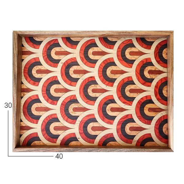 سینی دست ساز چوبی معرق رنگین کمان 05L