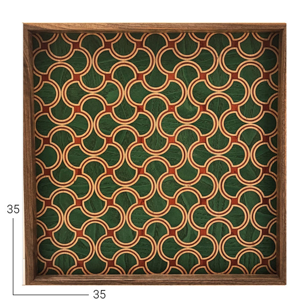 سینی چوبی دست ساز معرق دلبر 0305L-سینی چوبی با نقوش اصیل؛ ترکیب اصالت ایرانی و هنر دست